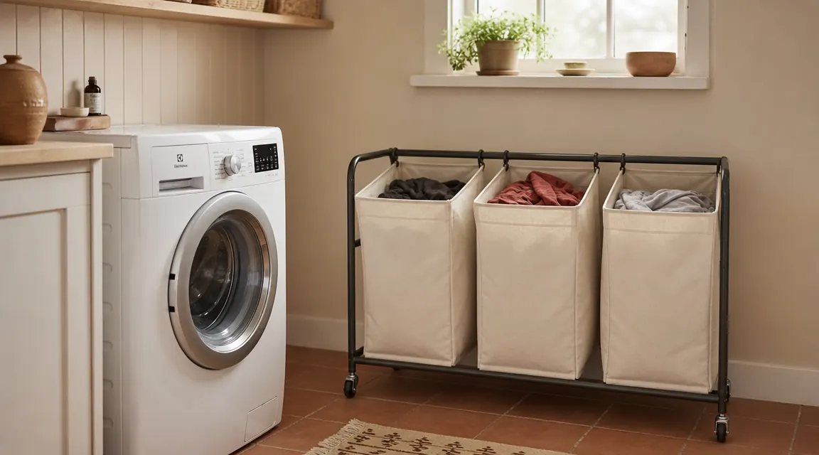 How to Sort Laundry Fast Using a 3-Section Rolling Hamper